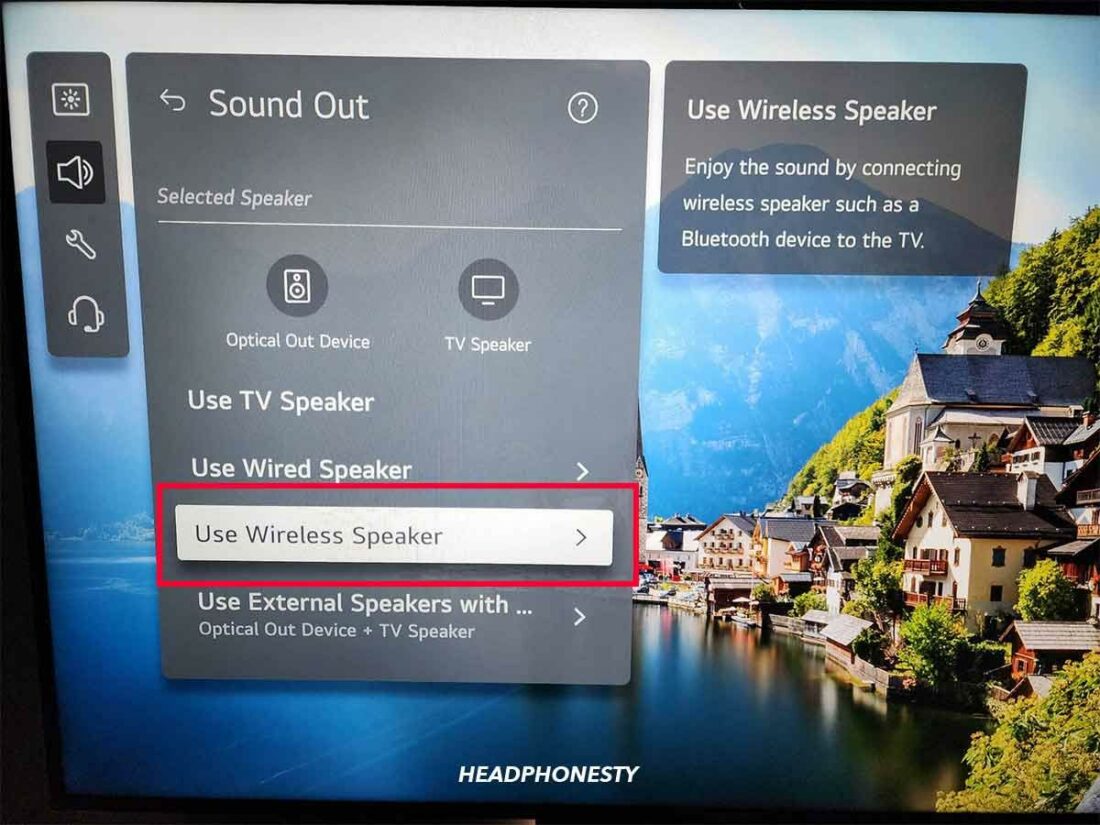 Go into your TV’s settings and locate the Bluetooth connectivity option.
