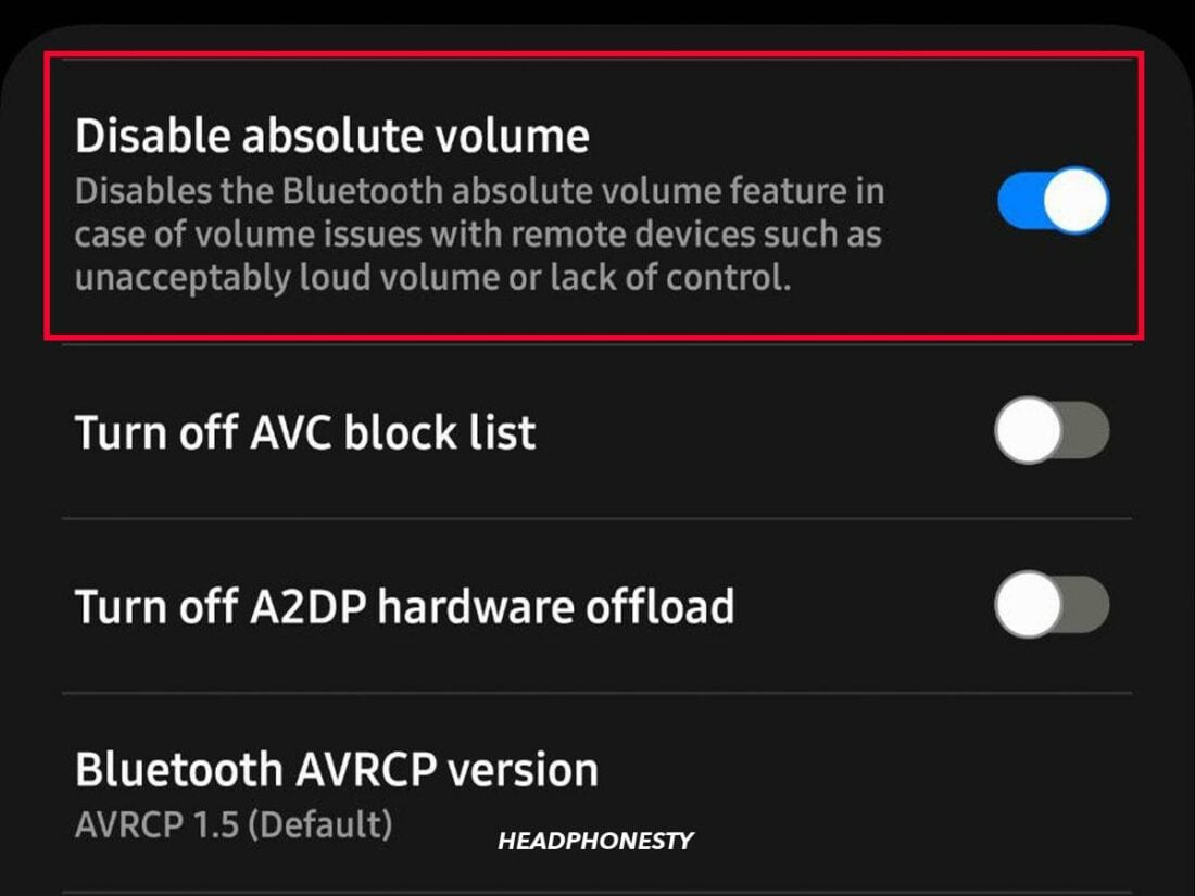 Turn on the Disable Absolute Volume