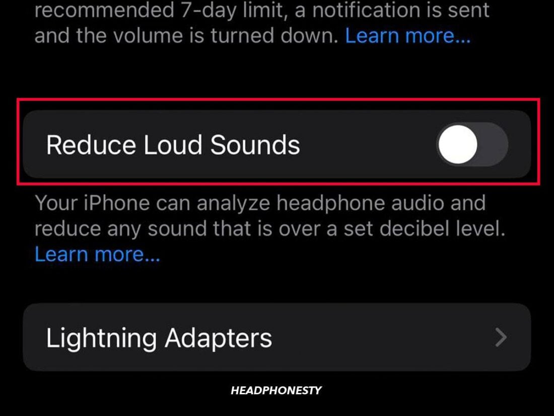 Turn off 'Reduce Loud Sounds'