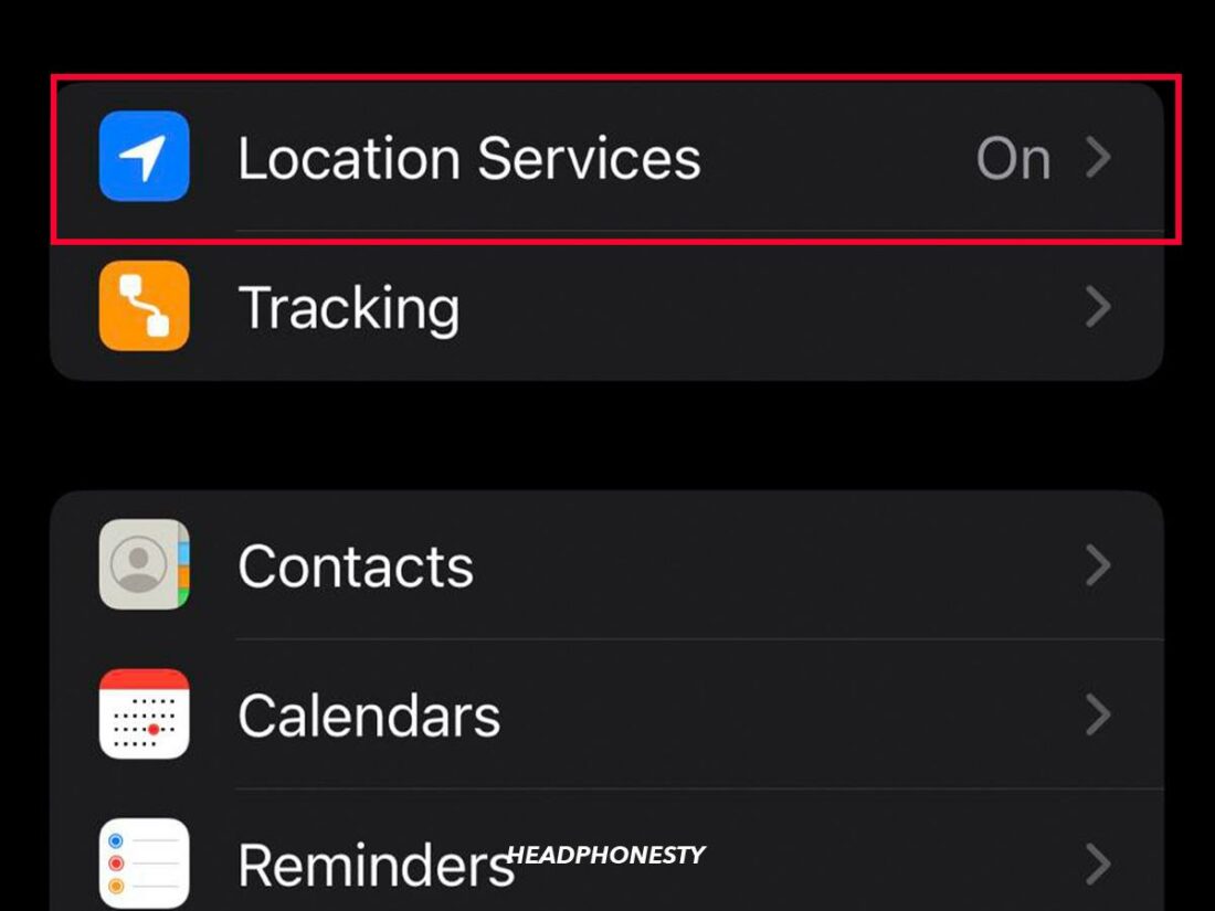 Select Location Services.