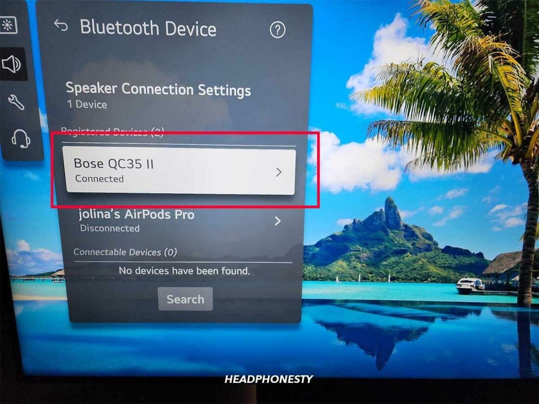 Select your headphones from the list to pair with your TV.