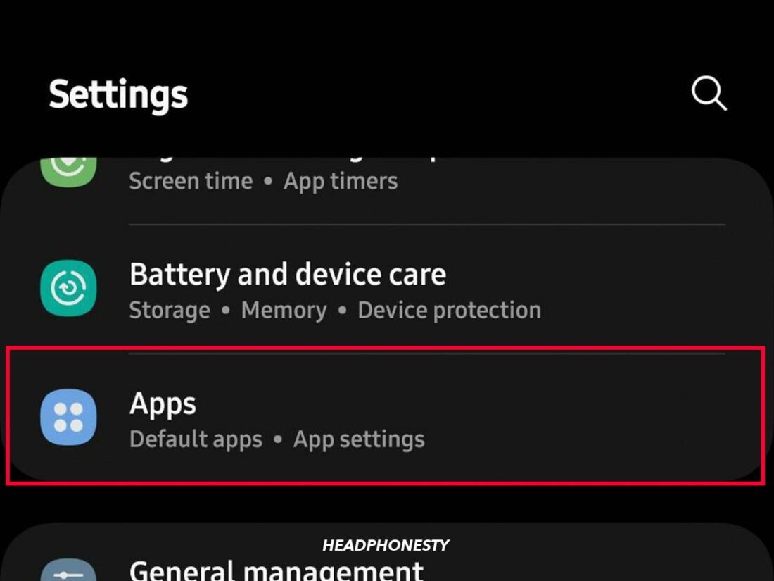 Select 'Apps' in Settings.