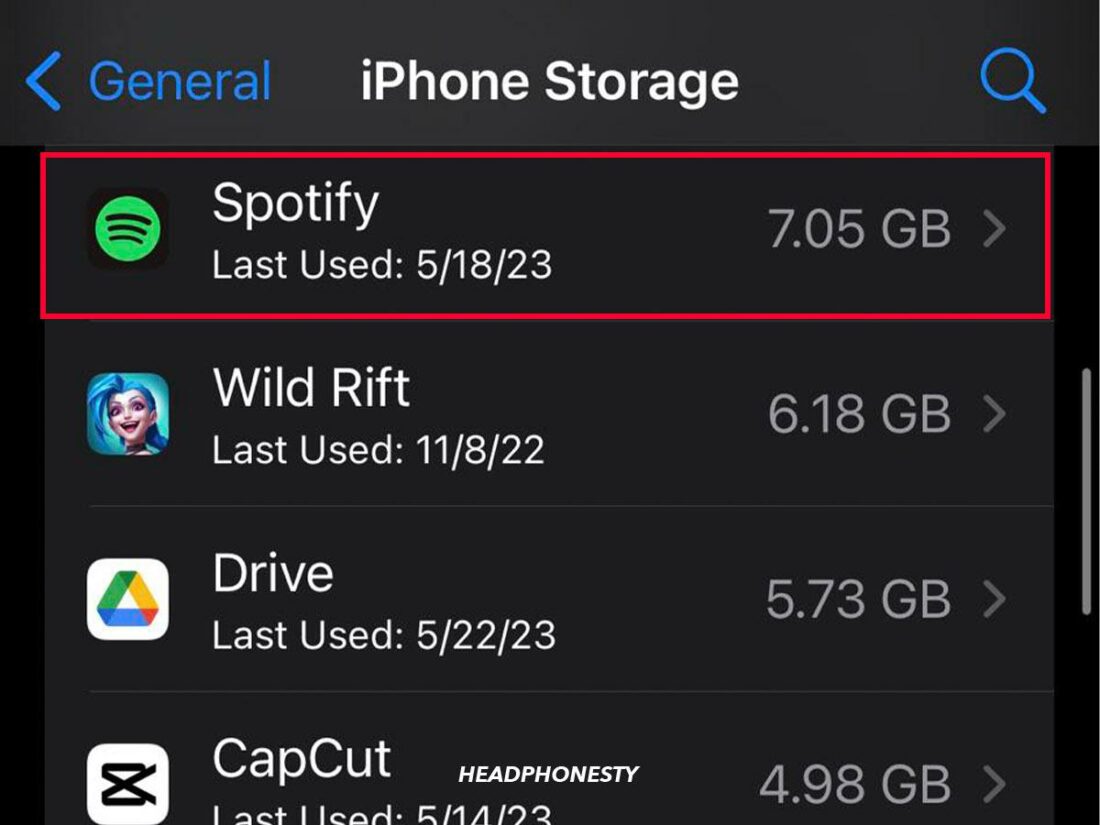 Choose Spotify from the list of apps.