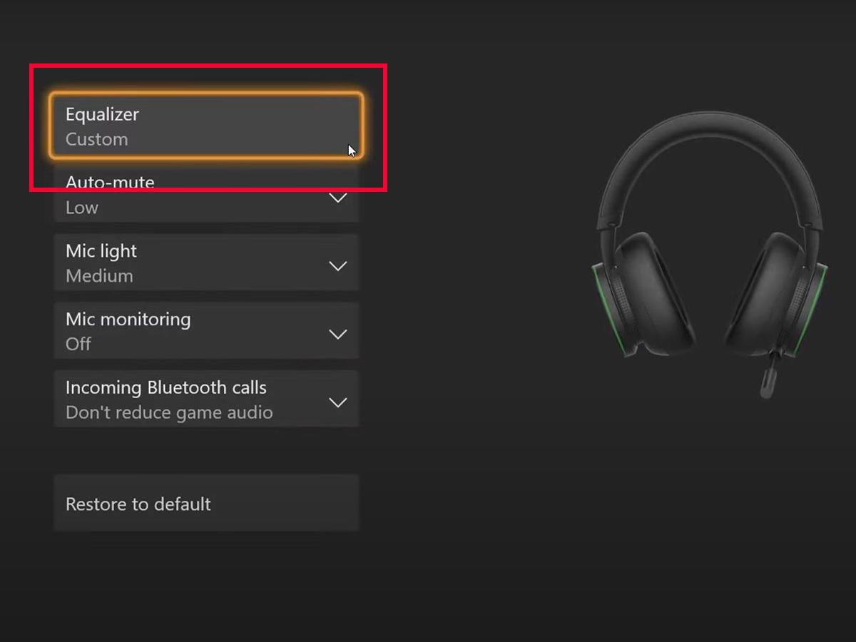 Choose Equalizer and set the levels to default. (From: YouTube/LAS Curry)