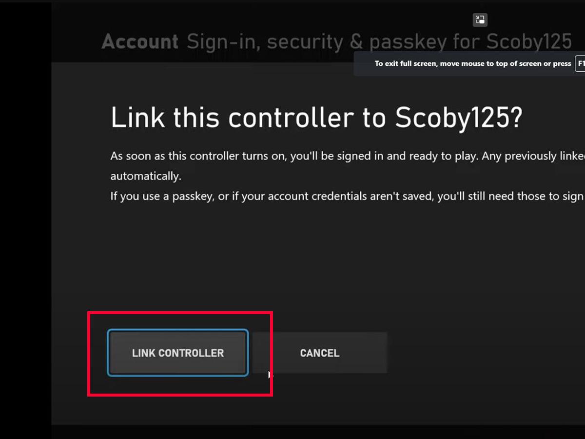 Verify your account, then choose Link controller. (From: YouTube/Scoby Tech)