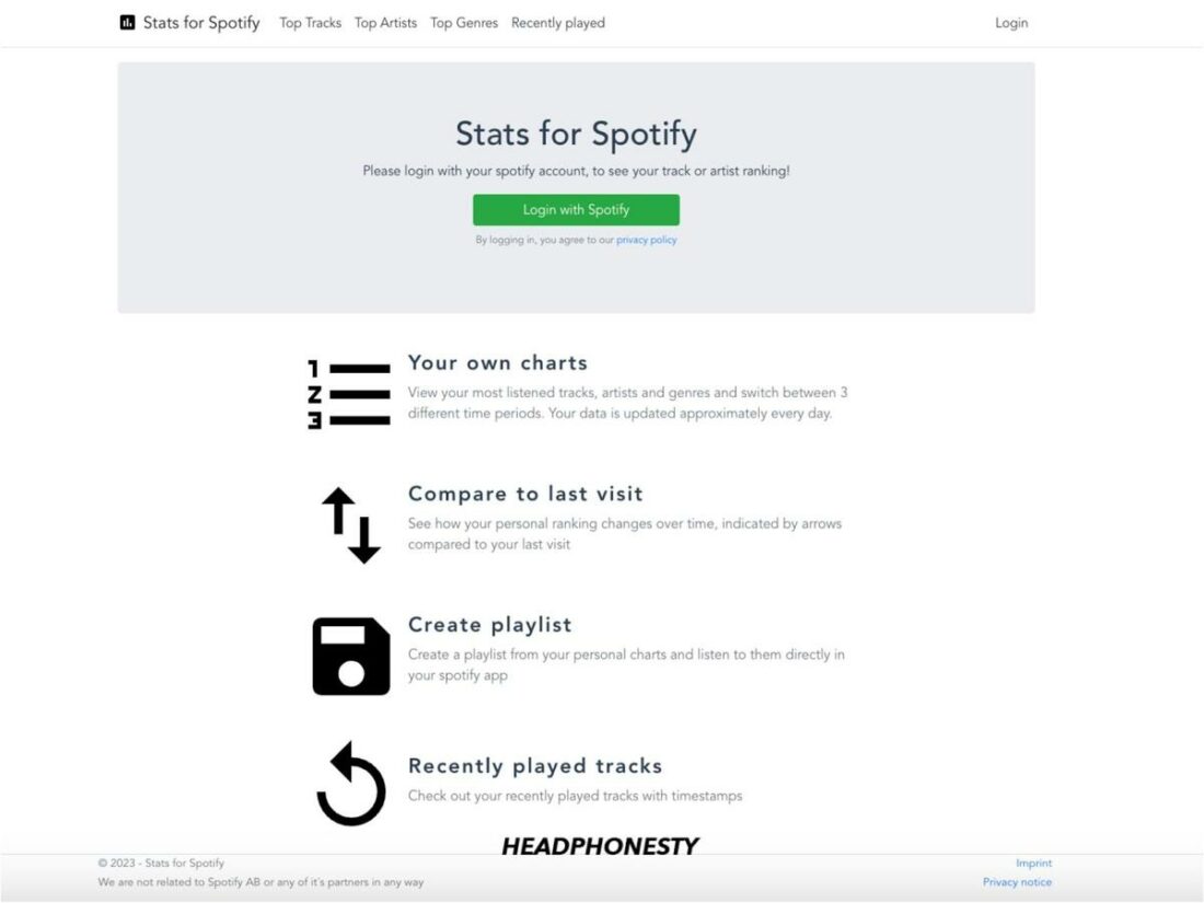 Stats for Spotify Homepage