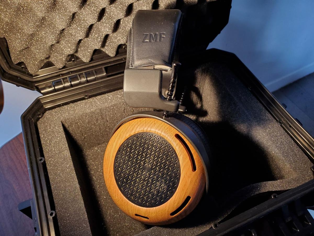 The ZMF headphones come with a sturdy flight case for traveling.