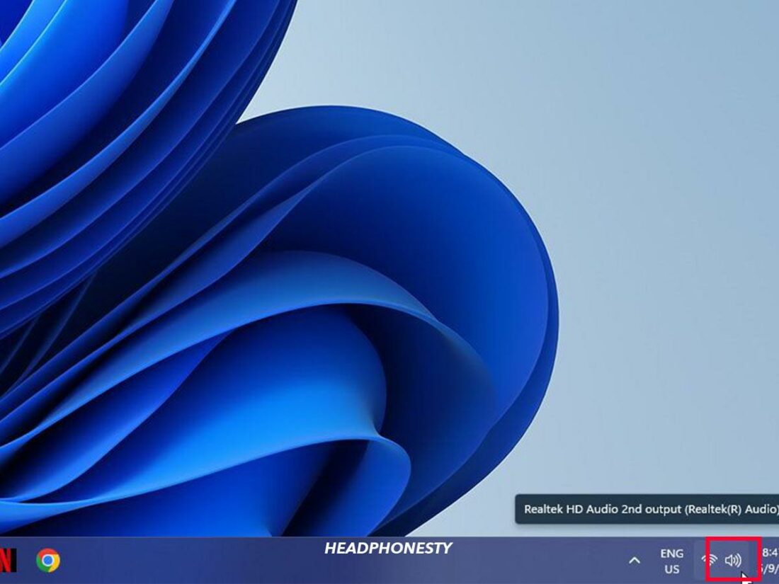 The speaker icon in the lower-right corner of the Windows taskbar.