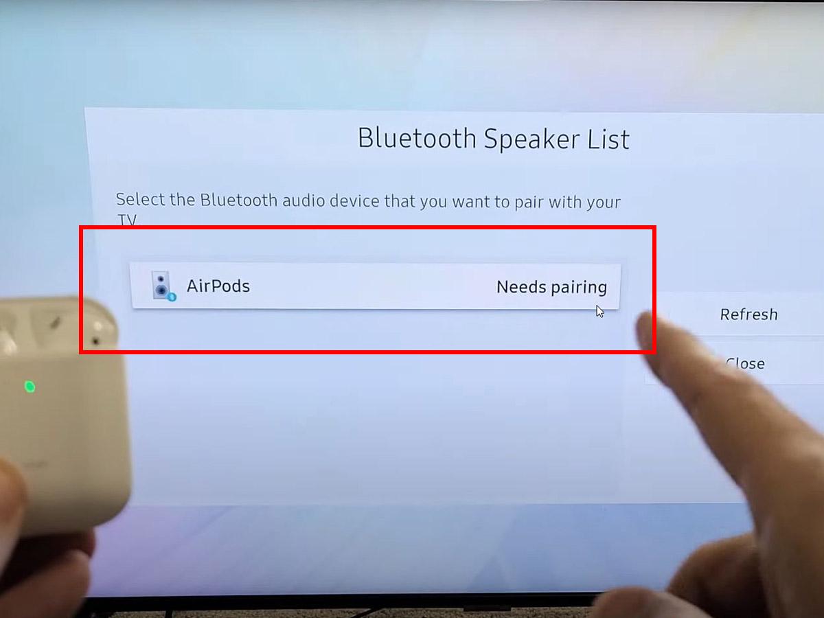 Select your AirPods on TV.(From: Youtube/ WorldofTech)