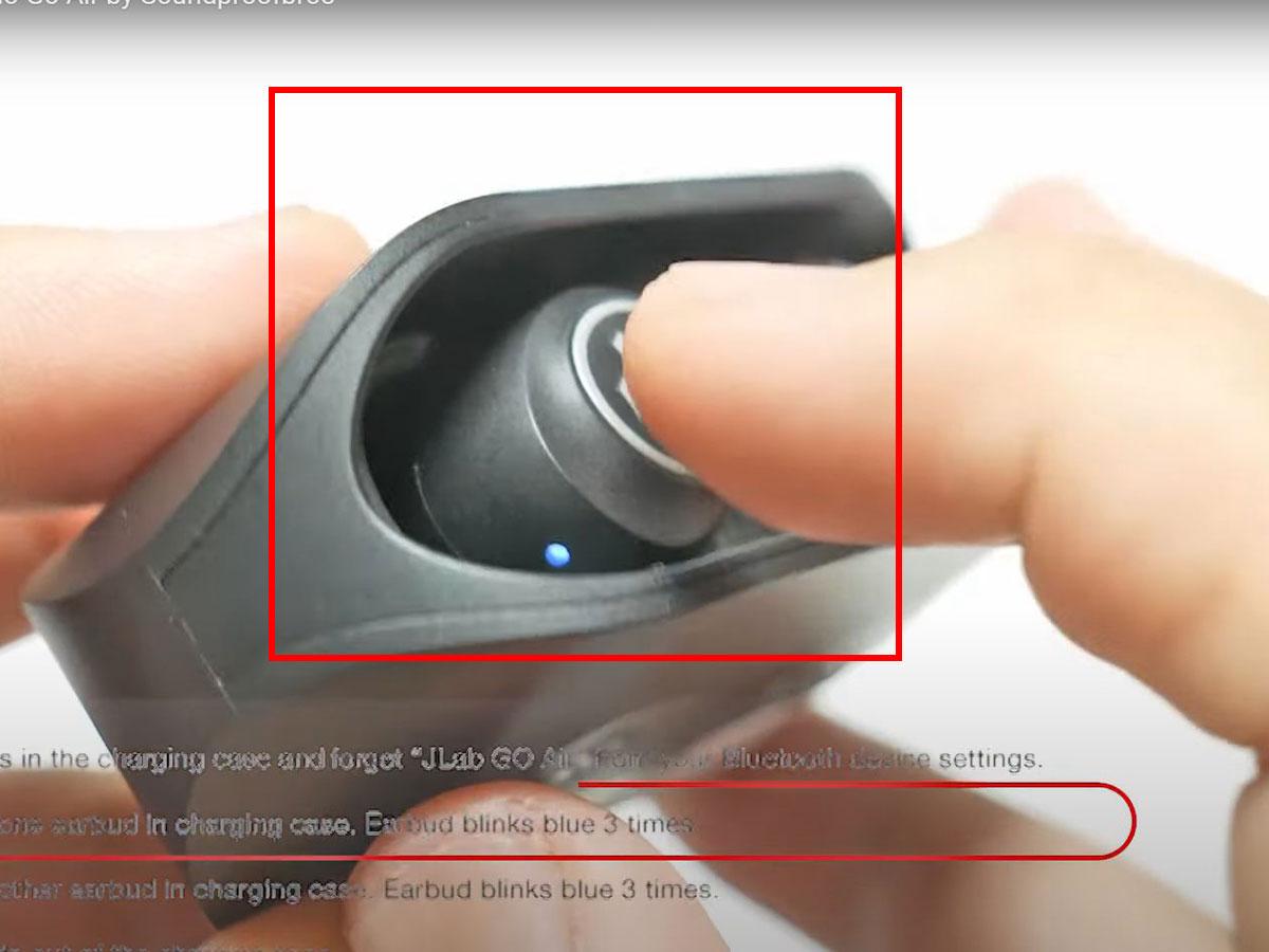 Tap the touch sensor on the left earbud seven times. (From: Youtube/SoundProof Brothers)