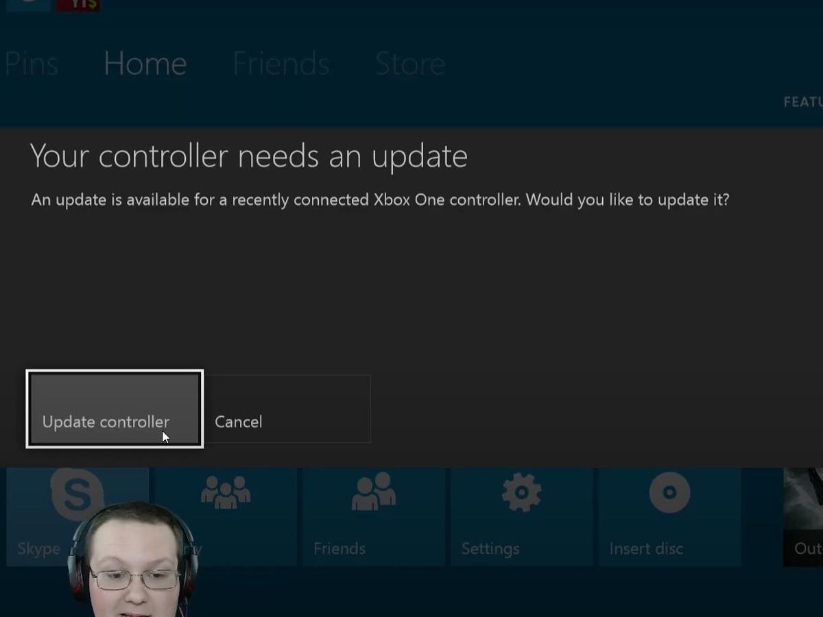"Your controller needs an update" pop up screen. (From: Youtube/NicKingShow)