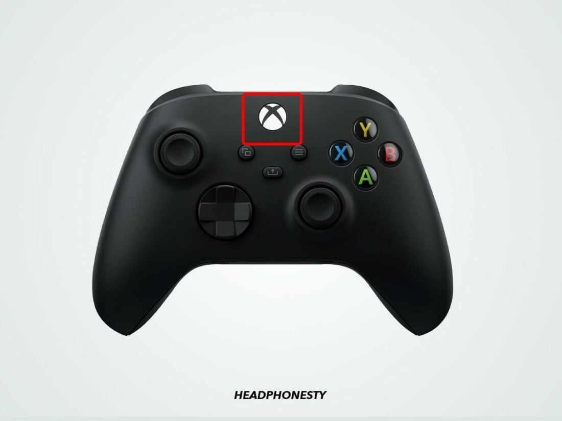Xbox button on the controller.
