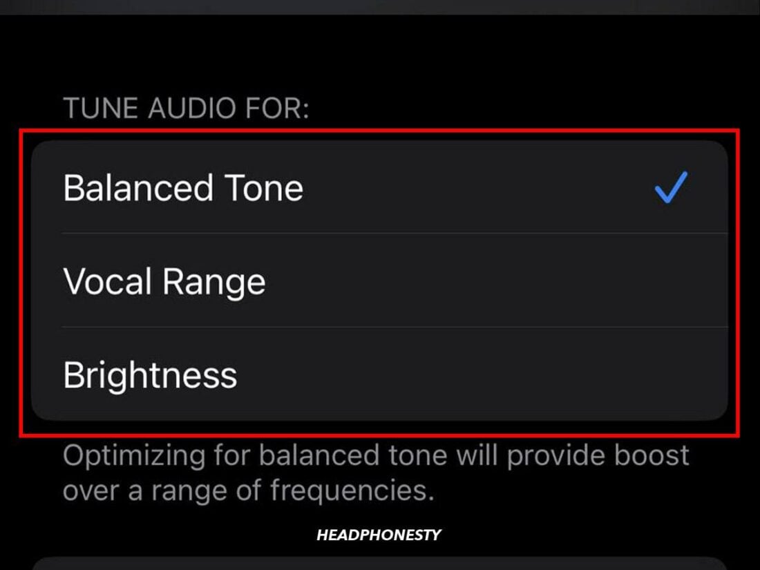 Options for tuning audio.