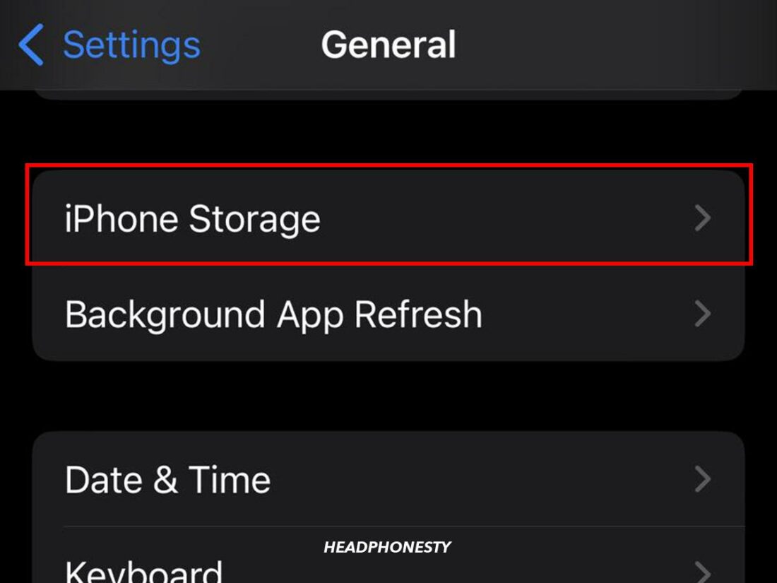 Select iPhone Storage.