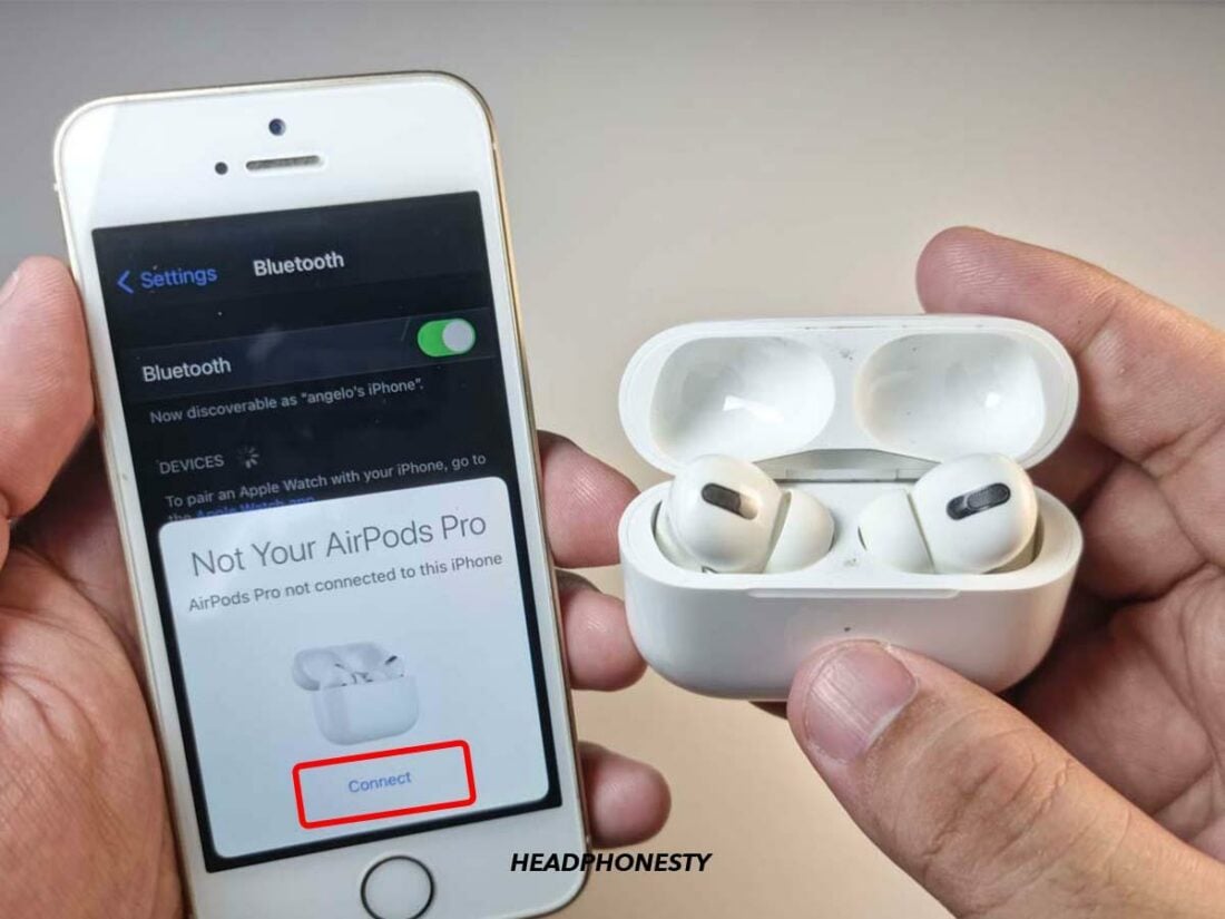 Pair the AirPods with iOS device.
