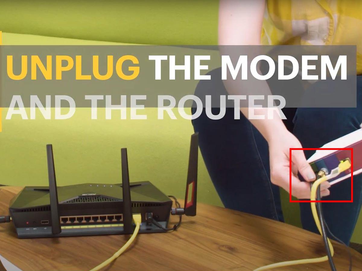Unplug both the power and ethernet cables. (From: Youtube/Lifewire)