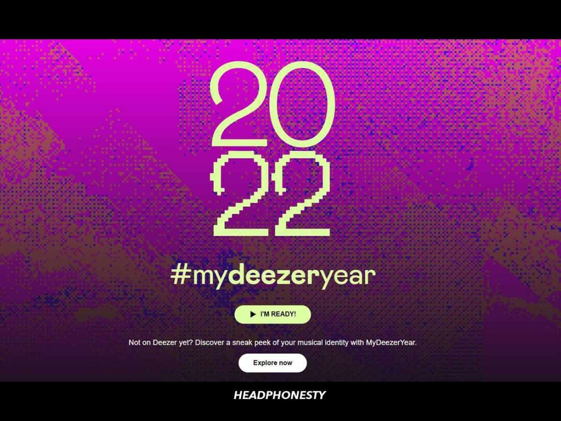 The starting page for MyDeezerYear.