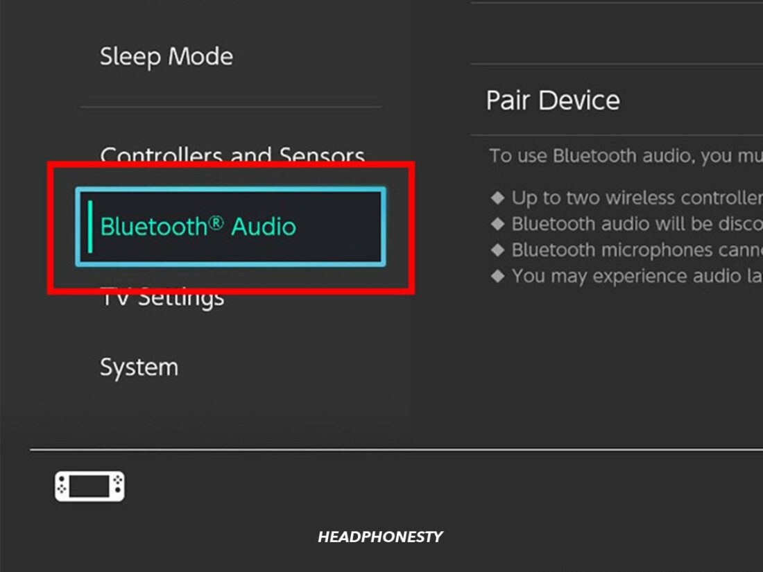 Select the Bluetooth Audio option.