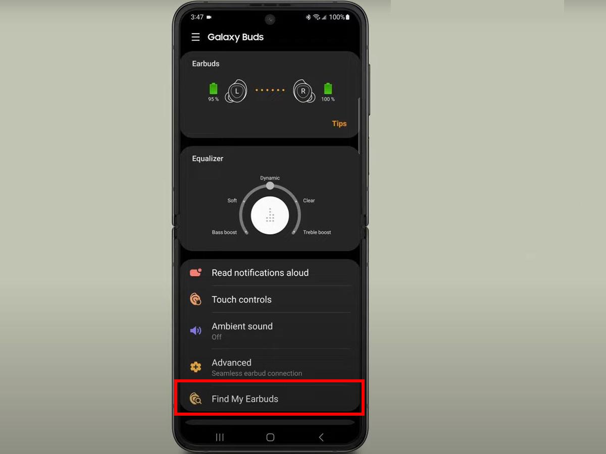 Tap on Find My Earbuds. (From: Youtube/Samsung Care)