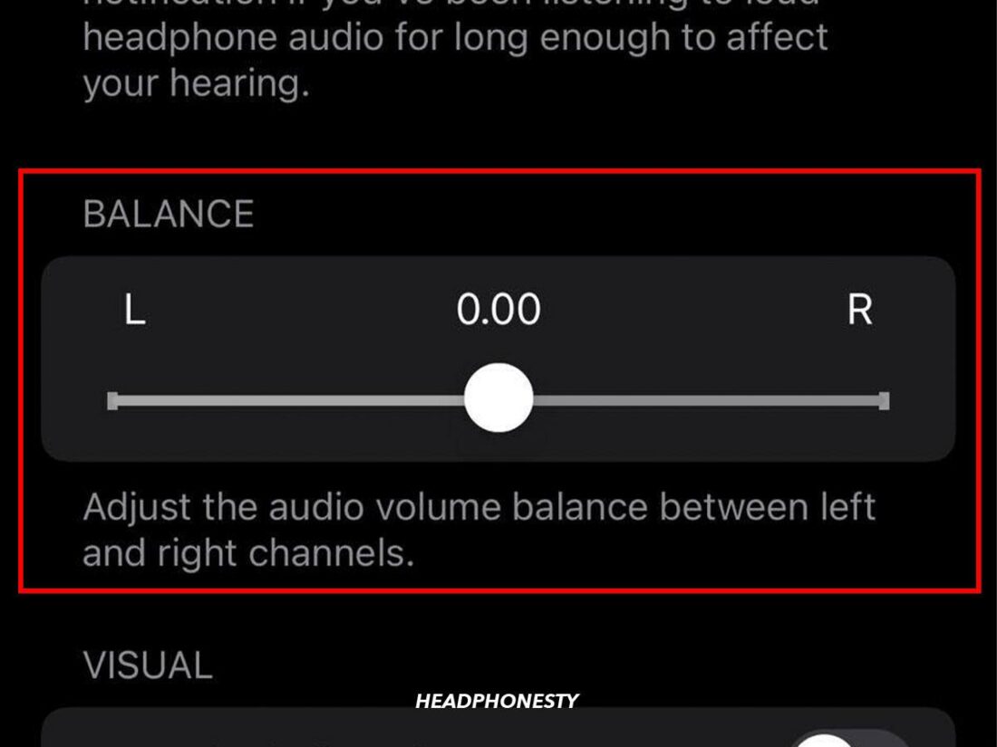 Adjust the Balance slider to the left or right.