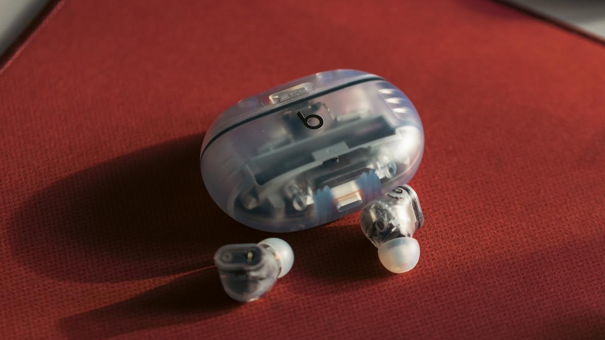 The all-transparent variant of the Studio Buds Plus sport a striking look.