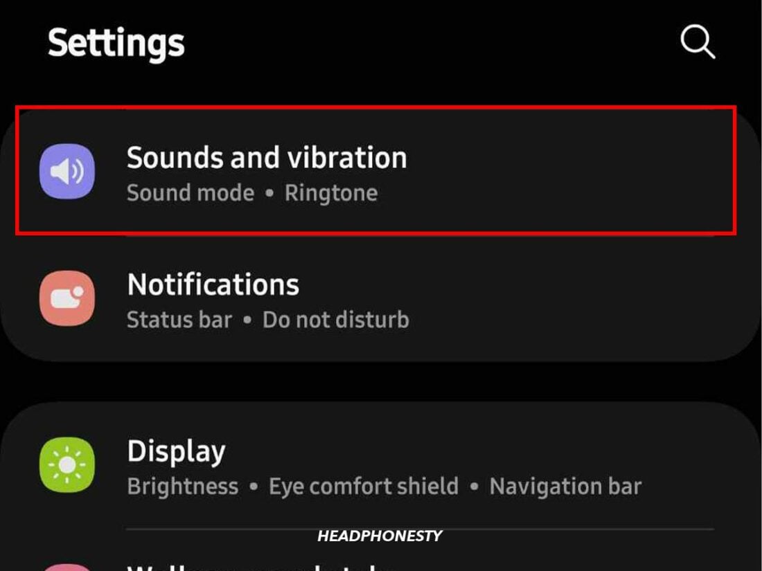 Open 'Sound and vibration' settings.