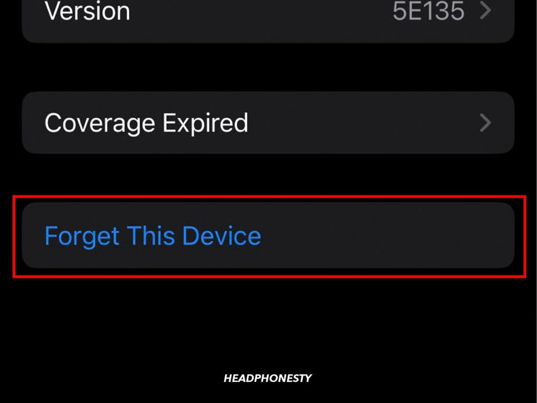 'Forget This Device' button.