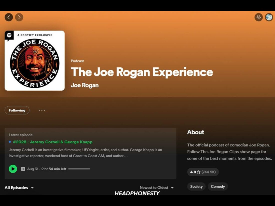 Latest episode of The Joe Rogan Experience