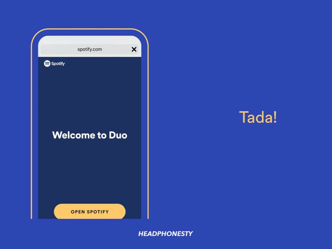 Spotify Duo welcome page (From: Spotify Support Page)