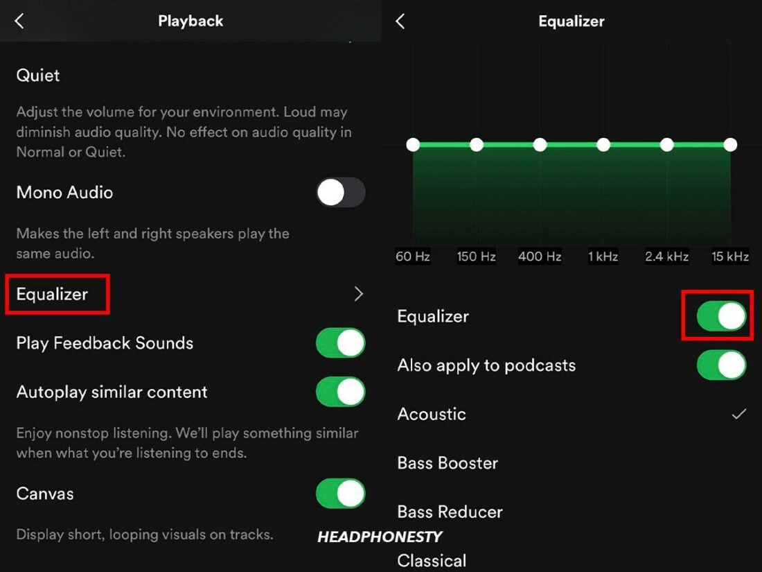 How to access Spotify Equalizer on iOS.