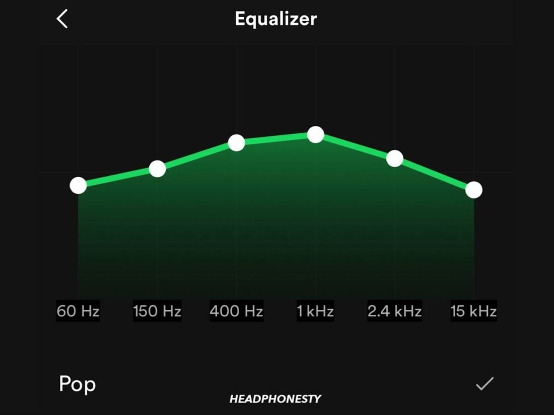 'Pop' equalizer preset on Spotify for iOS.