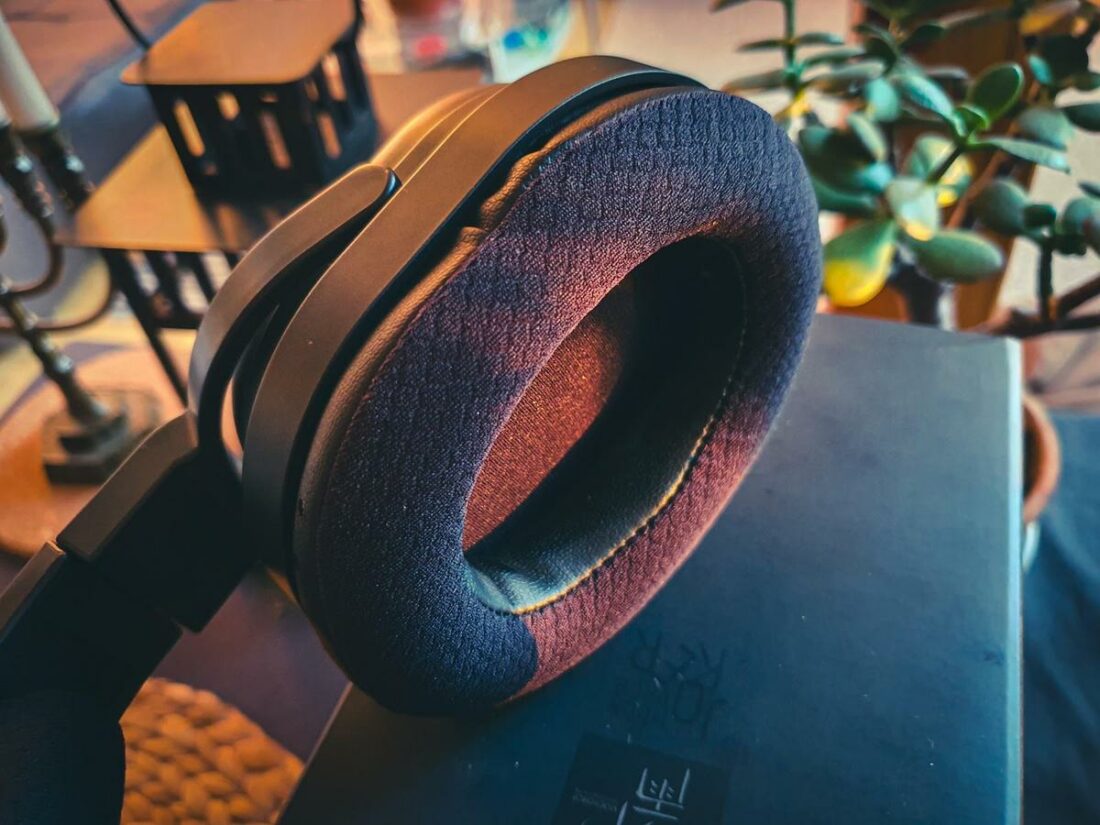 The earpads are plush with fenestrated pleather inner and outer surrounds.