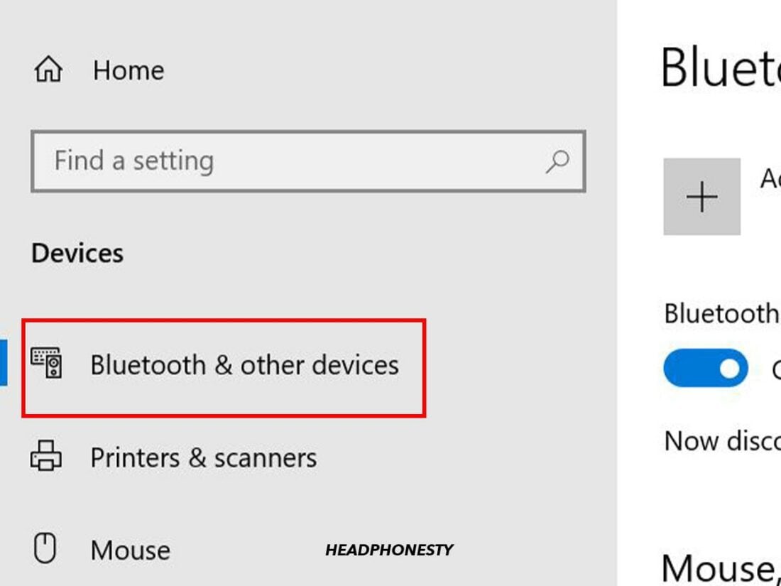 Click Bluetooth and other devices