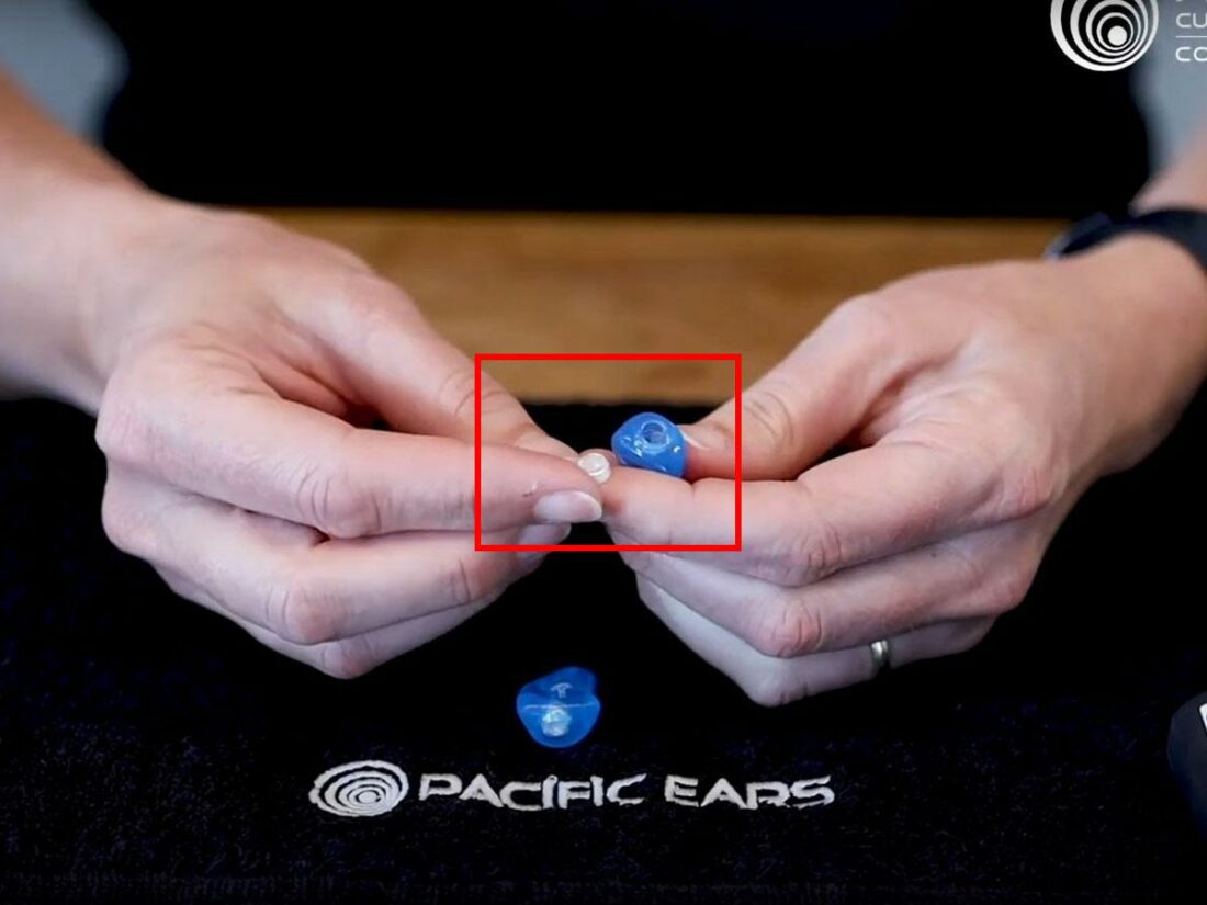 Remove the earplug tips from the filter.(From: Youtube/Pacific Ears New Zealand I Info)
