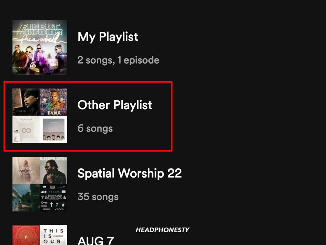 Select the playlist where you’d like the songs to end up.