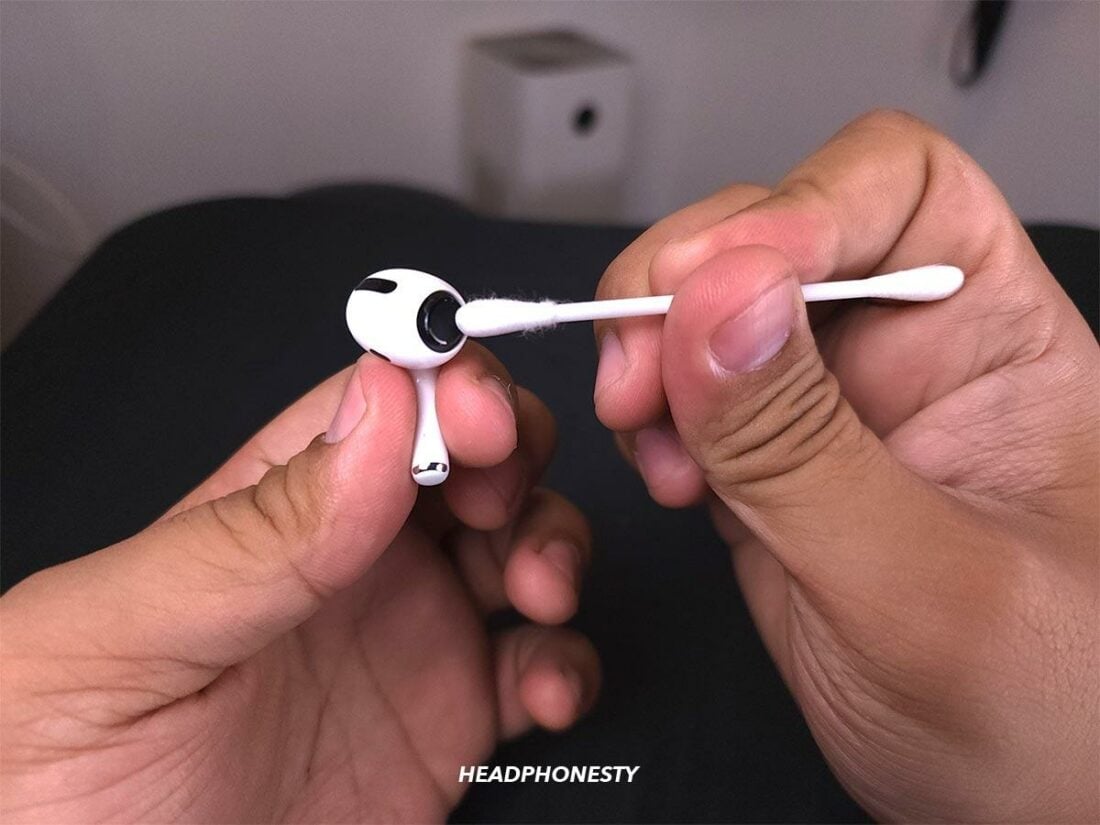 Cleaning the AirPods' speaker mesh