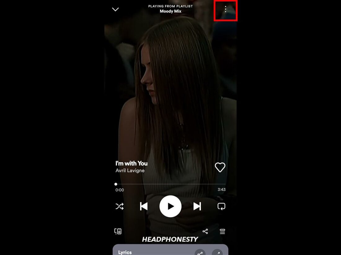 Select the three dots (…) in the top right corner of the Now Playing view