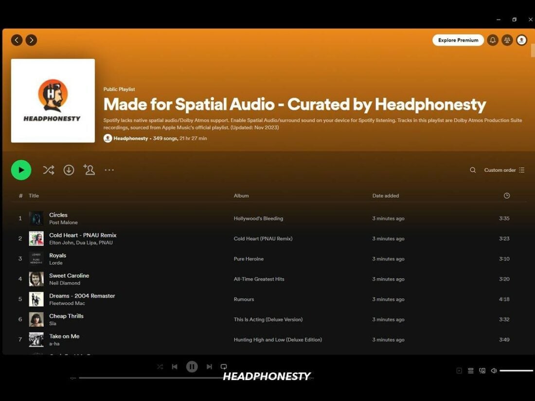 Made for Spatial Audio playlist on Spotify inspired by Apple Music's playlist