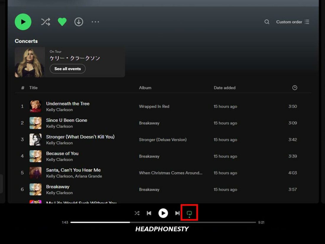Steps on how to shuffle playlist on desktop.