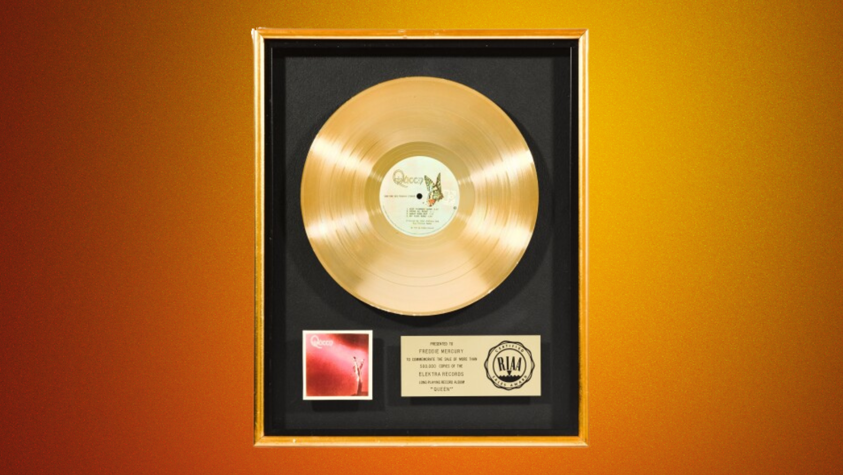 Freddie Mercury's RIAA Sales Award For 'Queen', 1973,