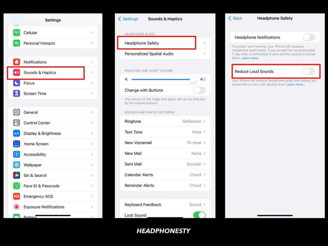 Steps to turn off Headphone Safety on iPhone