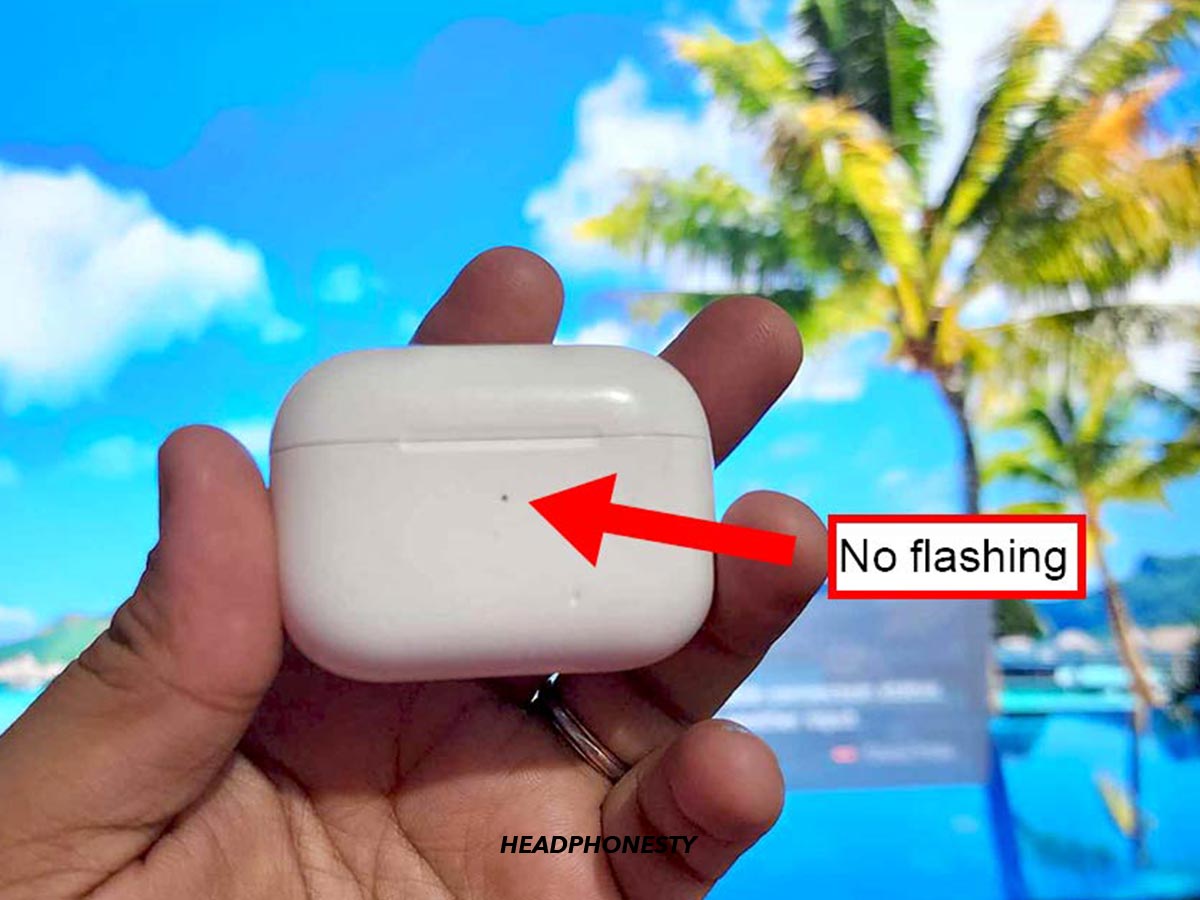 Your AirPods are paired when the light stops flashing