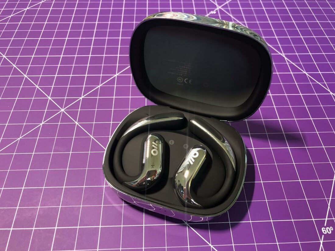 Magnets hold the earphones securely inside the case.