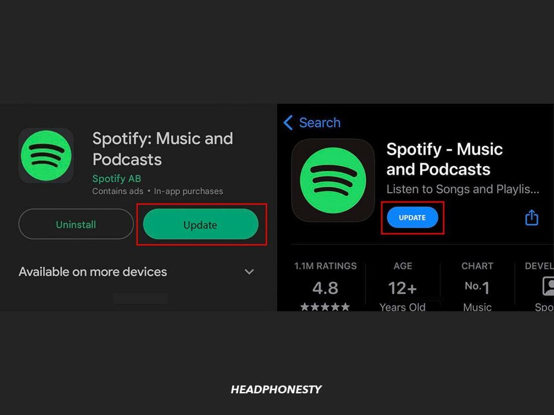 Update Spotify on your phone from the Play or App Store