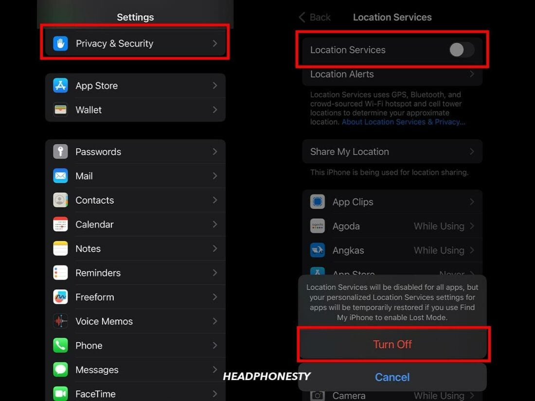 Steps on How to Disable Location Sharing.