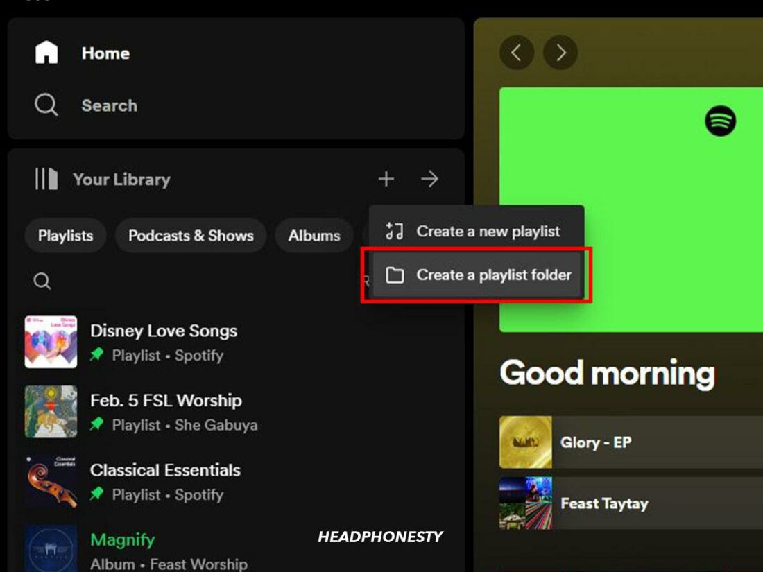 Create a playlist folder in Spotify for a smoother experience