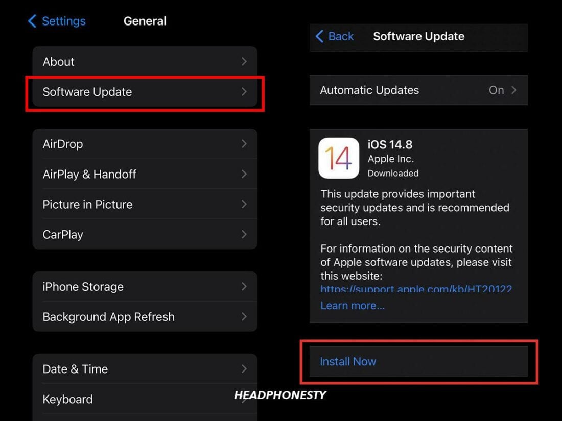 Update software of iOS phone