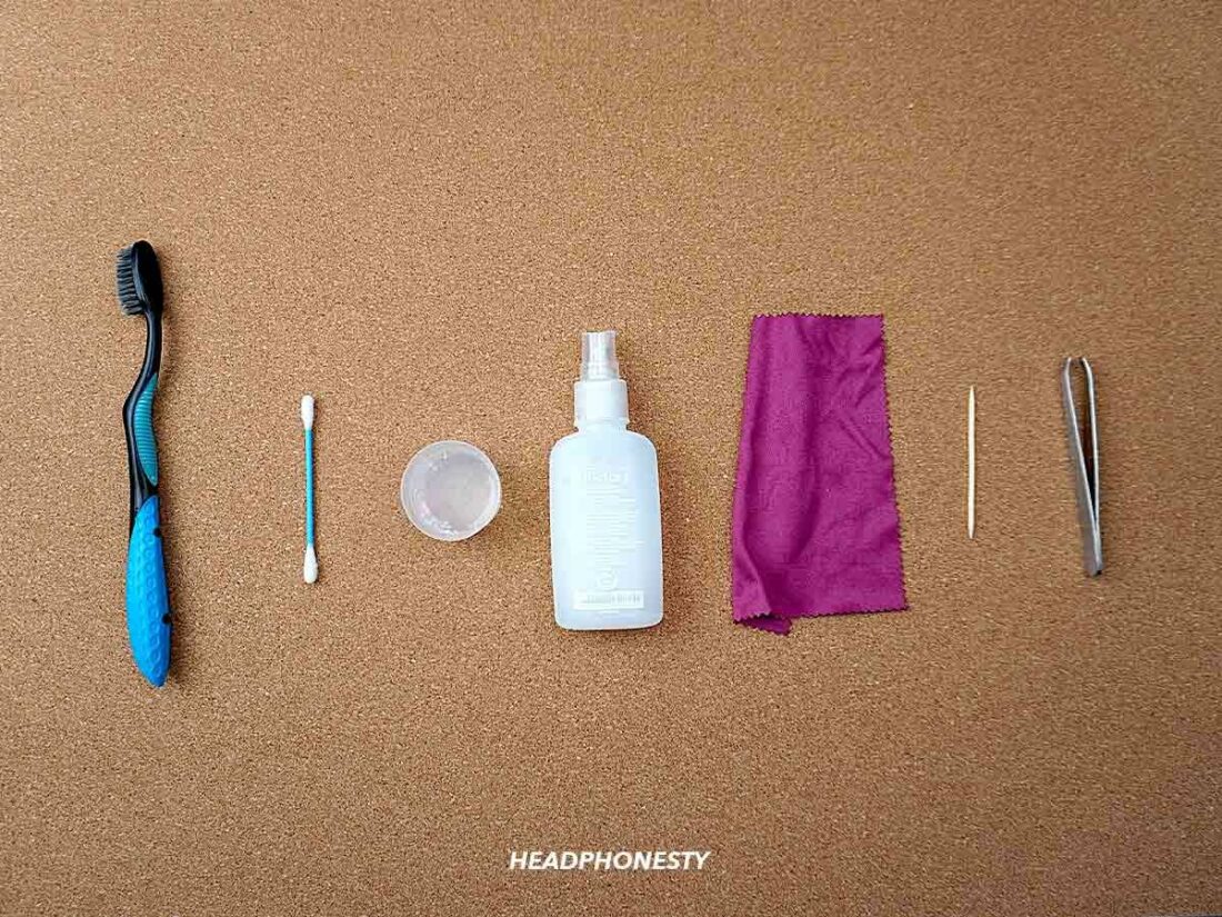 Materials for cleaning headphones and earbuds.