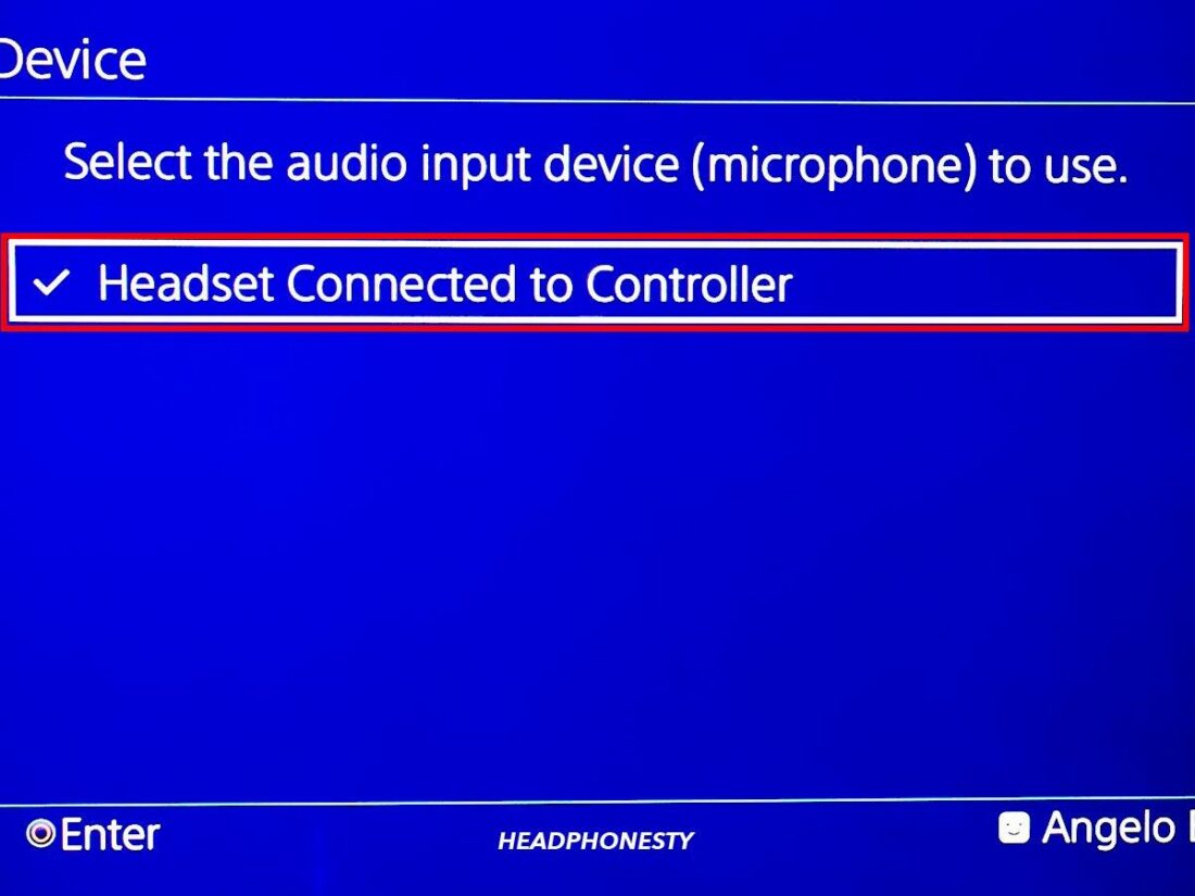 Select Headset Connected to Controller.