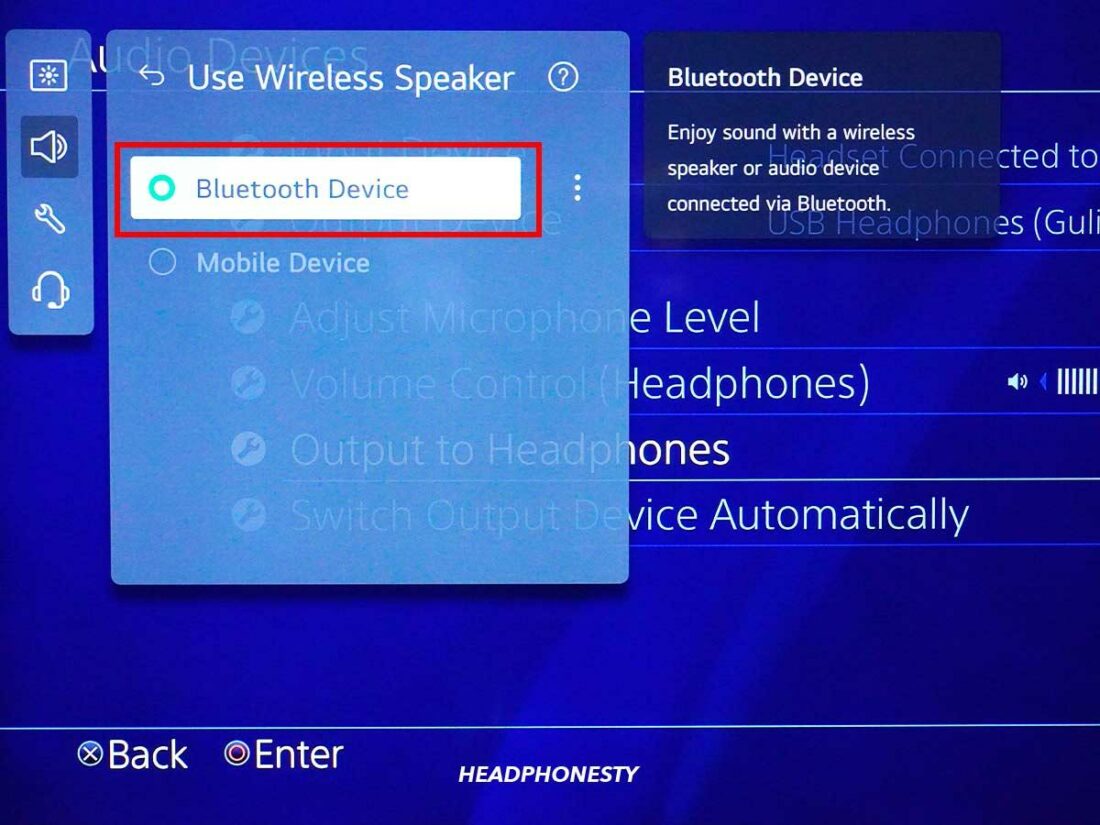 Setting AirPods as the TV's audio output device.
